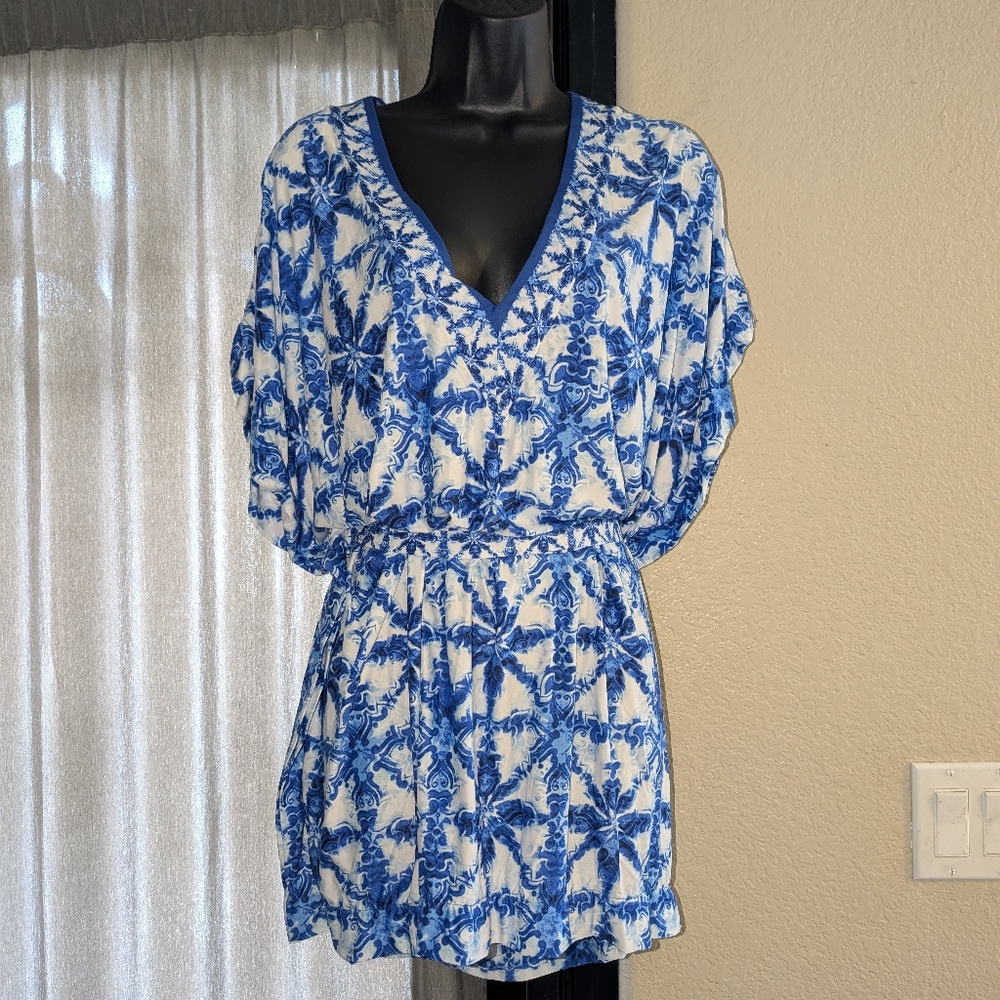 Michael Kors Blue and White Patterned Dress